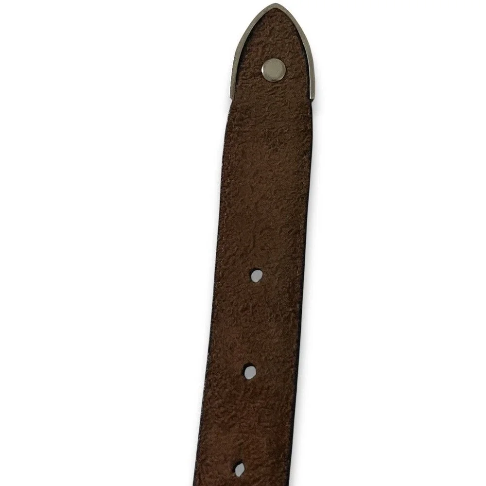 Vintage Western Concho Belt Genuine Brown Leather Silver Buckle Men’s 40